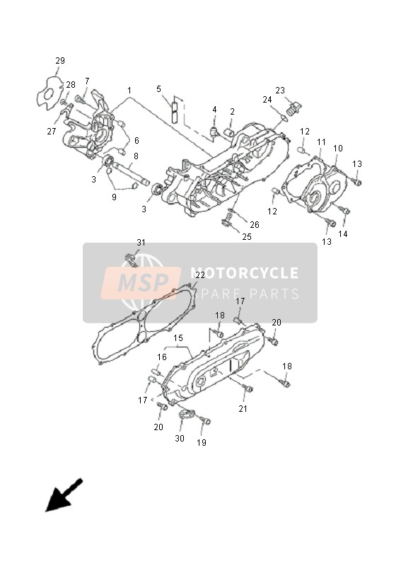 Yamaha EW50N SLIDER 2009 Crankcase for a 2009 Yamaha EW50N SLIDER